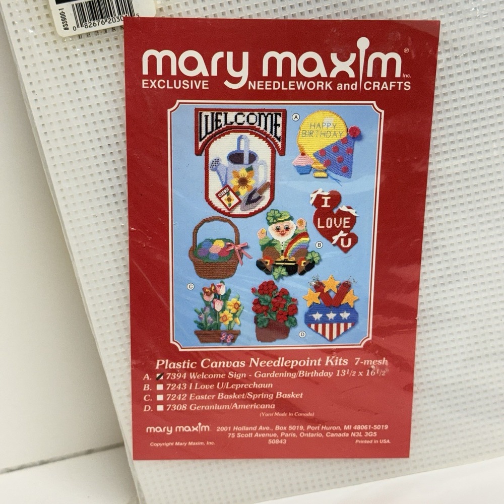 Mary Maxim Plastic Canvas Kit 7394 Welcome Sign Gardening Birthday 7 Mesh